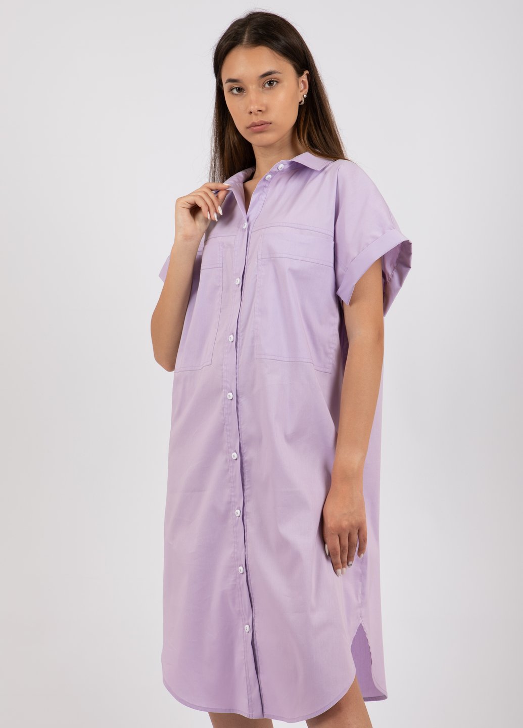 Купить Оверсайз хлопковое платье-рубашка Merlini Руан 700000005 - Сиреневый, 42-44 в интернет-магазине