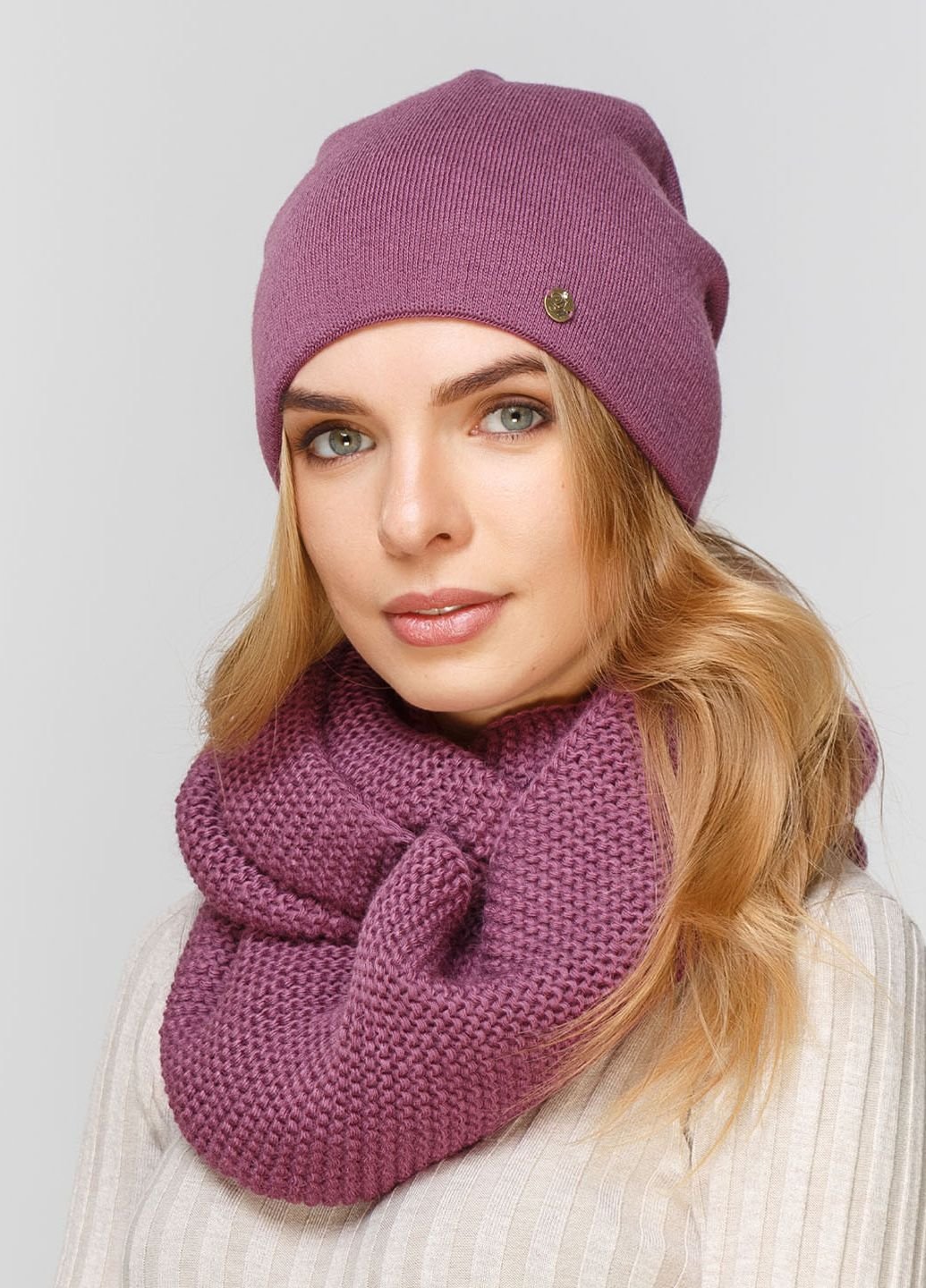 Комплект (шапка, шарф-снуд) DeMari ДемариК 660491 - Фиолетовый