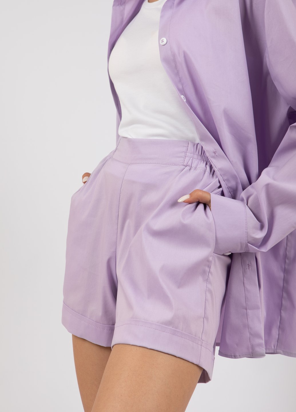 Купить Хлопковые шорты женские Merlini Тарент 300000015 - Сиреневый, 42-44 в интернет-магазине