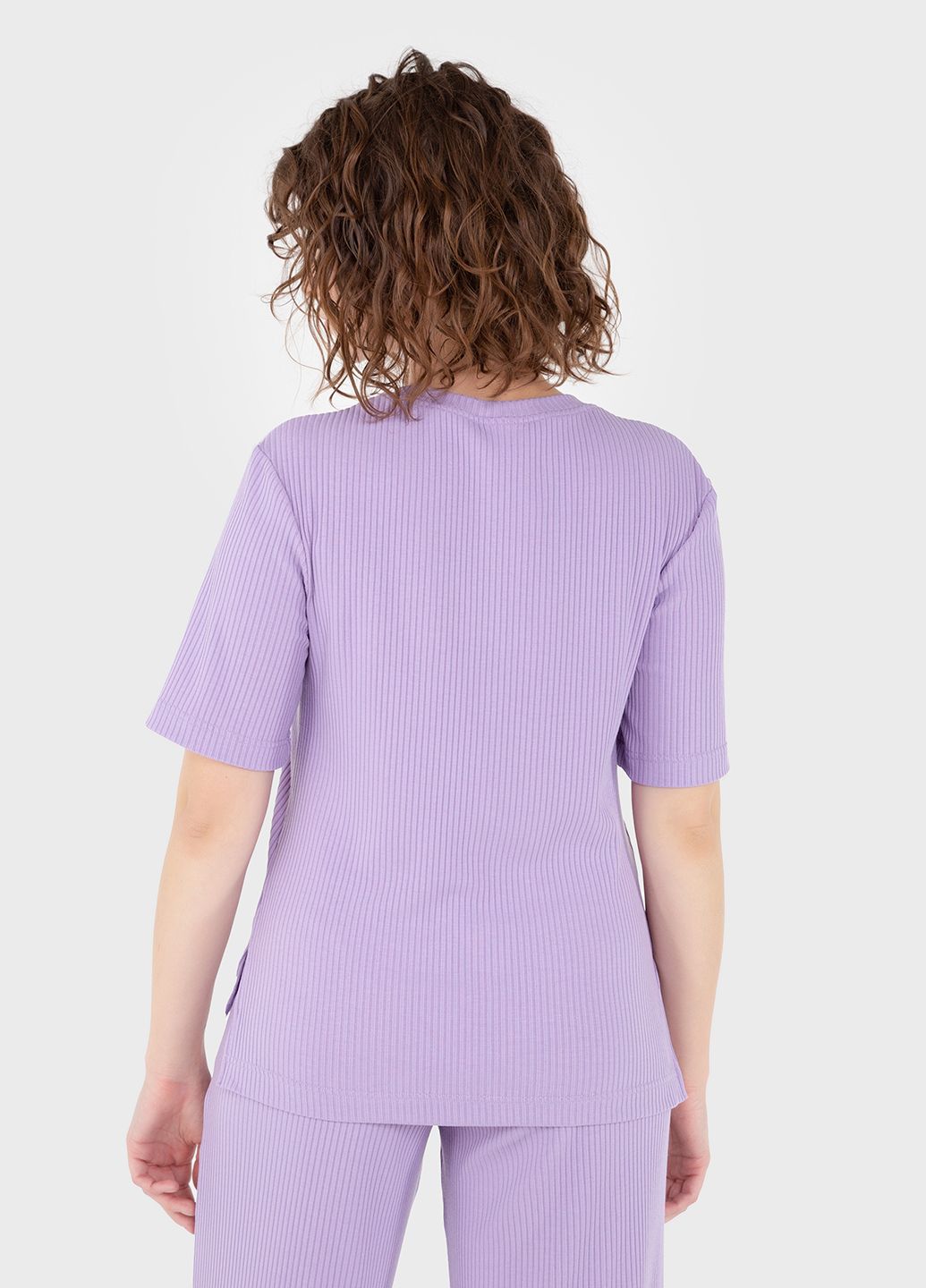 Купить Легкая футболка женская в рубчик Merlini Корунья 800000027 - Сиреневый, 42-44 в интернет-магазине