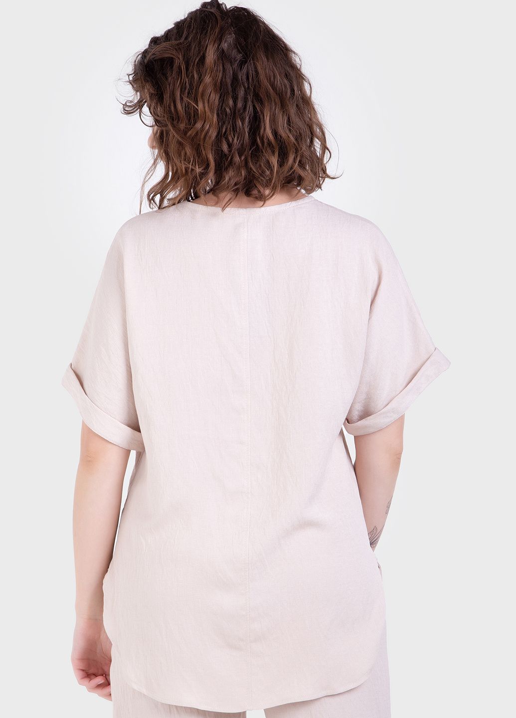 Купить Летний костюм женский двойка бежевого цвета: брюки, футболка Merlini Санремо 100000149, размер 42-44 в интернет-магазине