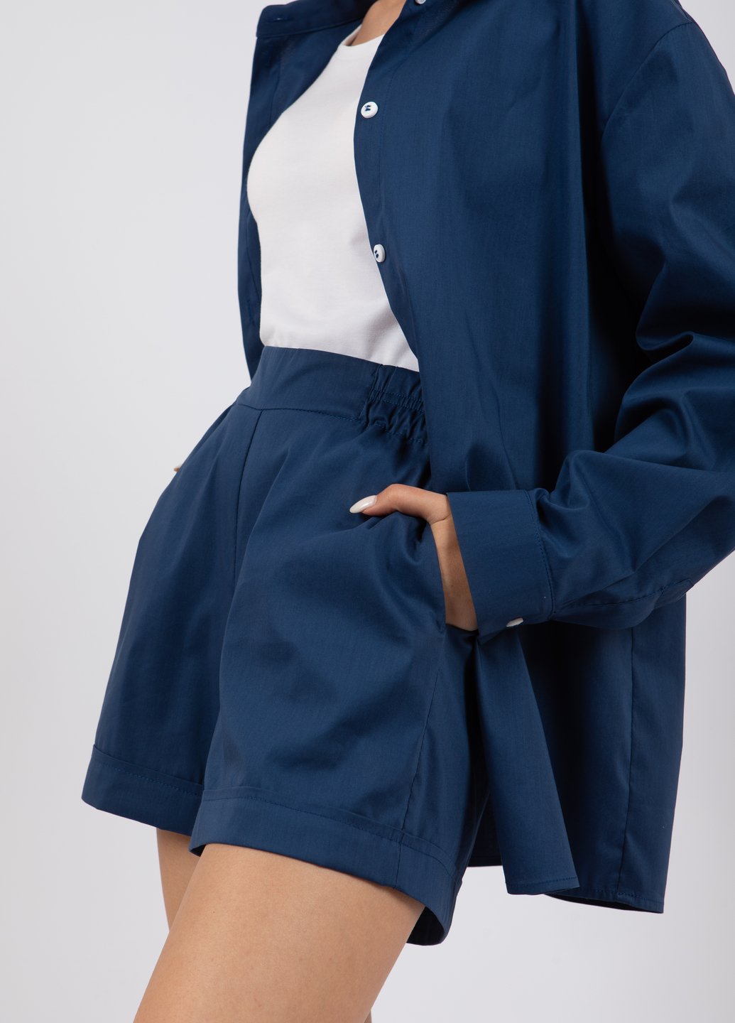 Купить Хлопковые шорты женские Merlini Тарент 300000016 - Синий, 42-44 в интернет-магазине