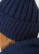 Зимняя вязаная женская шапка с отворотом на флисовой подкладке DeMari Мия 500042 - Синий