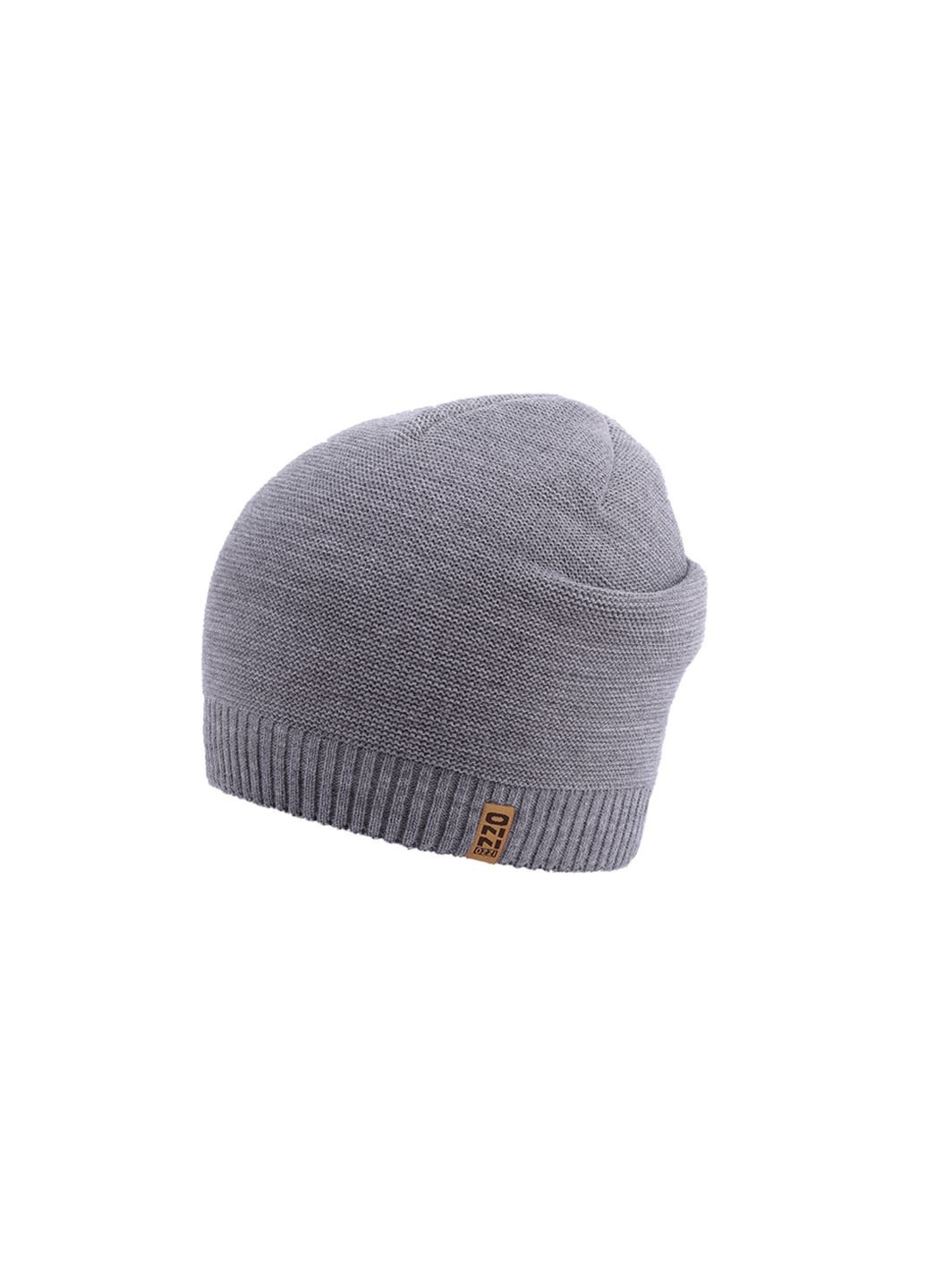 Купить Шерстяная шапка Ozzi на флисовой подкладке 220048 - Серый в интернет-магазине