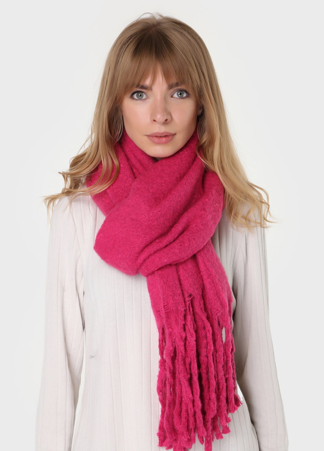 Купить Шерстяной шарф Merlini Бильбао (185*40 см) 446005 - Малиновый в интернет-магазине