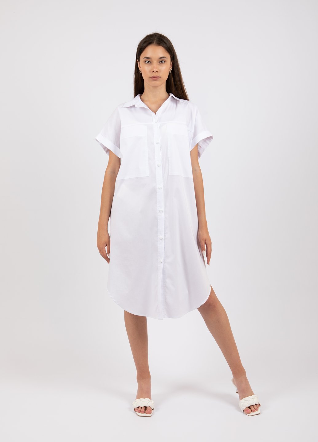 Купить Оверсайз хлопковое платье-рубашка Merlini Руан 700000007 - Белый, 42-44 в интернет-магазине