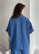 Женская льняная рубашка с коротким рукавом синяя Merlini Фриули 200000143, размер 42-44