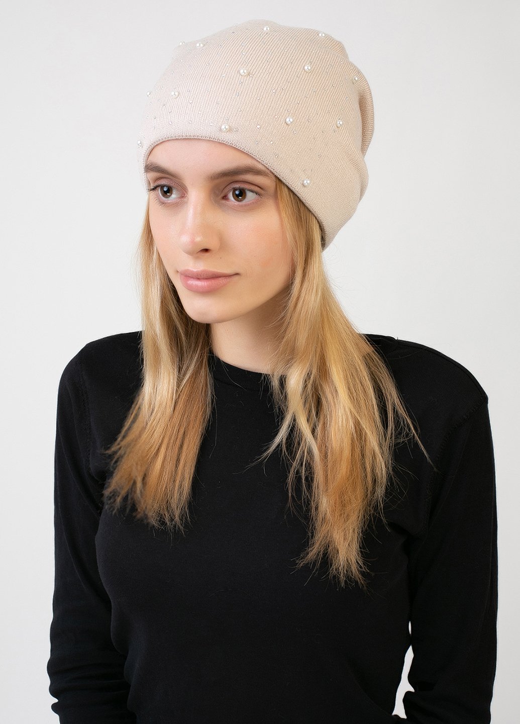 Купить Зимняя теплая женская шапка на флисовой подкладке DeMari Марс 550055 - Кремовый в интернет-магазине