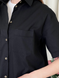 Льняная рубашка с коротким рукавом черная Merlini Нино 200001201 размер 42-44 (S-M)