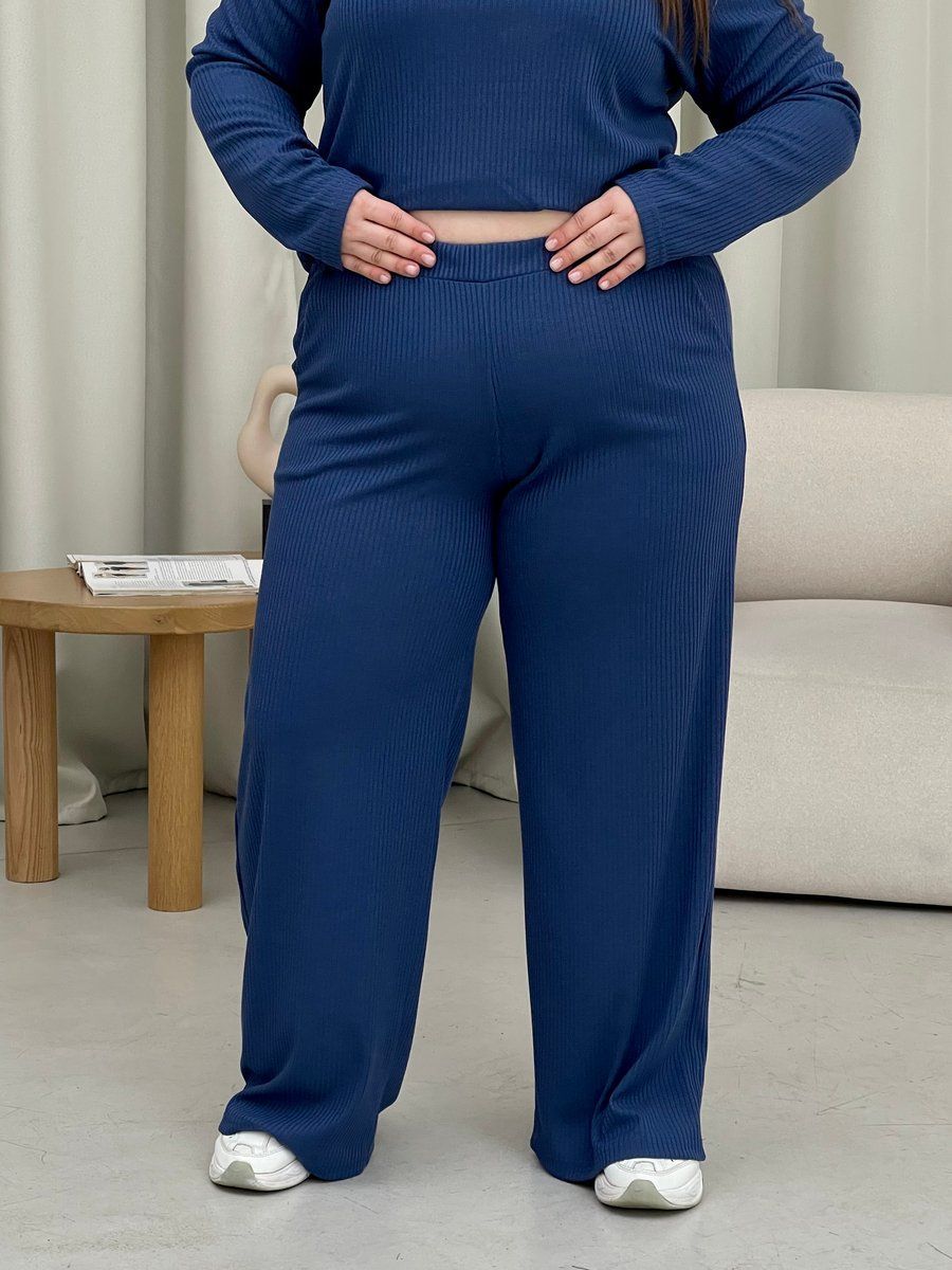 Купити Брюки кльош в рубчик сині Merlini Ванни 600000263, розмір 54-56 (4XL-5XL) в інтернет-магазині