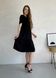 Женское платье до колена однотонное с коротким рукавом из льна черное Merlini Сесто 700000161, размер 42-44 (S-M)