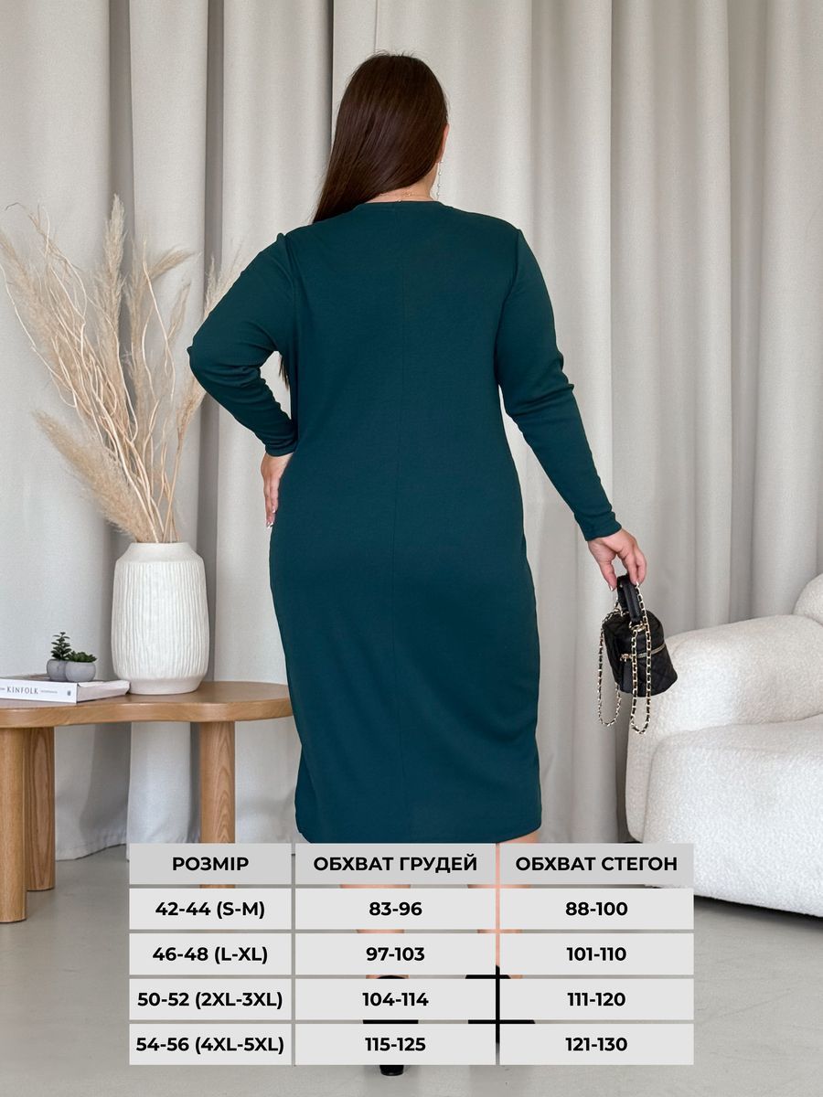Купить Платье ниже колен в рубчик зеленое Merlini Арма 700001685 размер 4XL-5XL в интернет-магазине