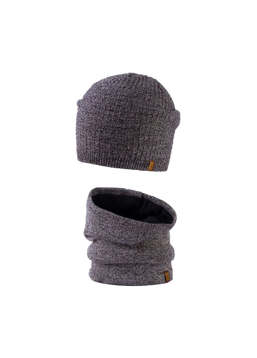Купить Комплект (шапка, баф) Ozzi на флисовой подкладке 220106 - Коричневый в интернет-магазине