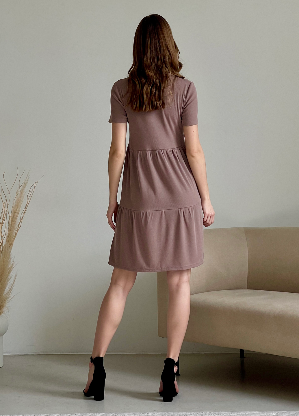 Купити Вільна сукня трапеція міді колір мокко Merlini Марконі 700001224 розмір 42-44 (S-M) в інтернет-магазині