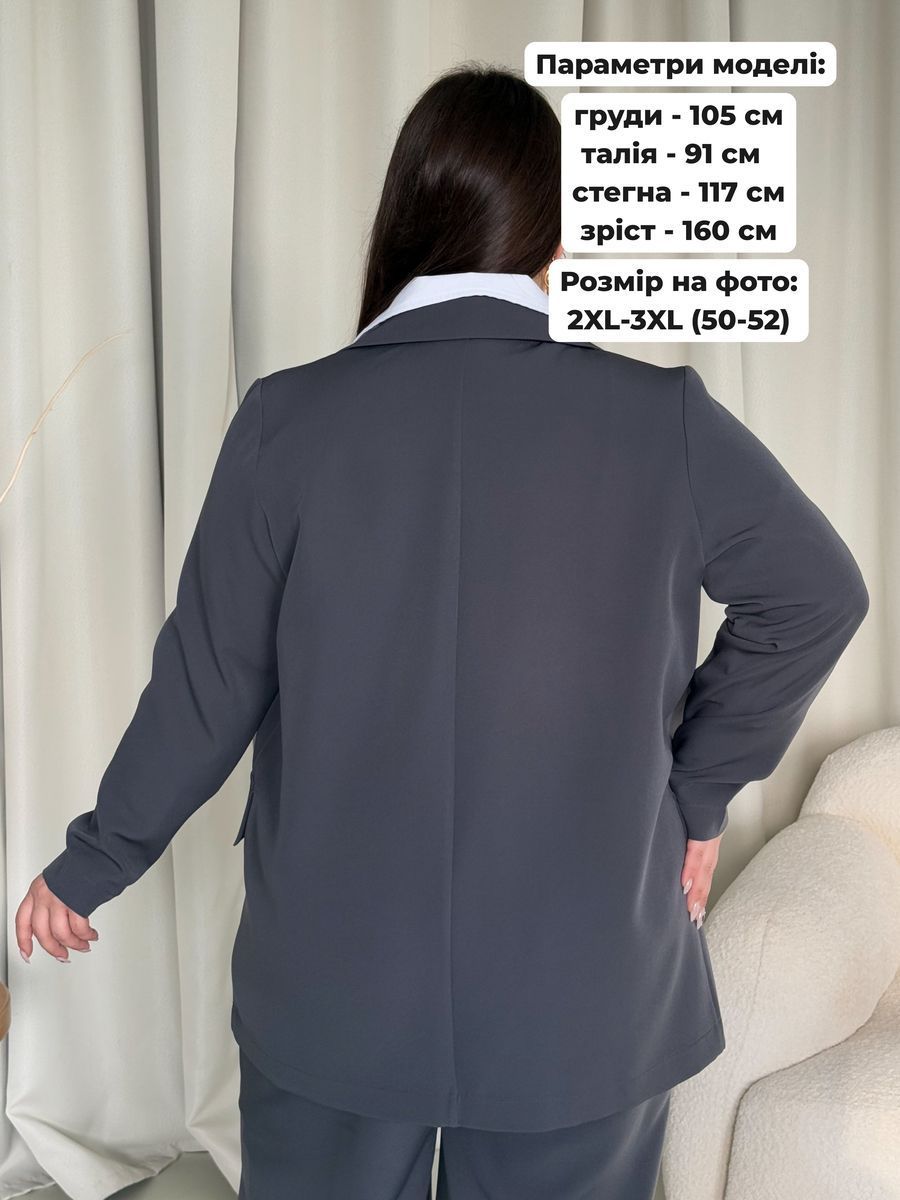Купити Жіночий класичний піджак сірий Merlini Моді 120001422 розмір 2XL-3XL в інтернет-магазині