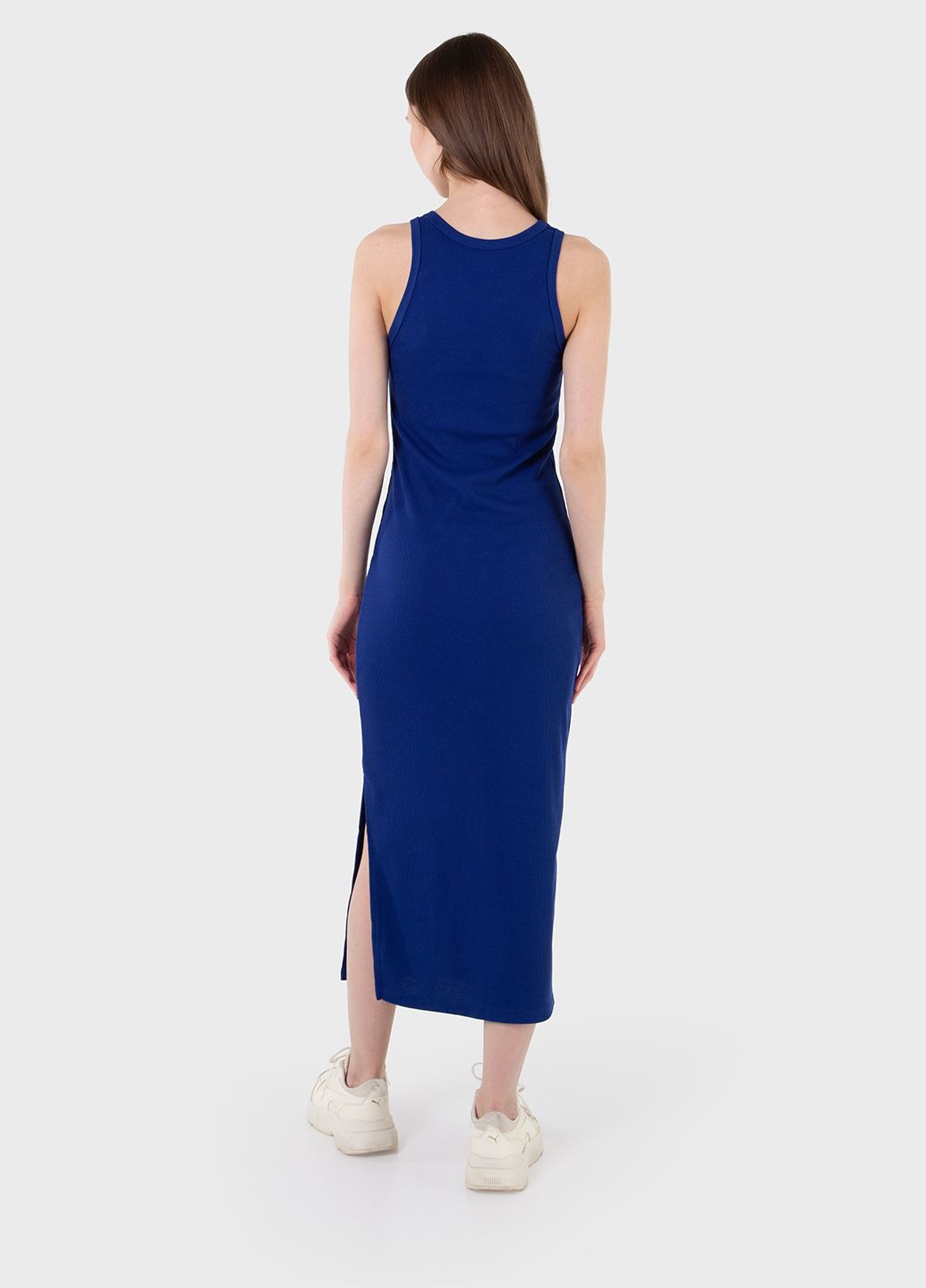 Купить Длинное платье-майка в рубчик синее Merlini Лонга 700000107 размер 42-44 (S-M) в интернет-магазине