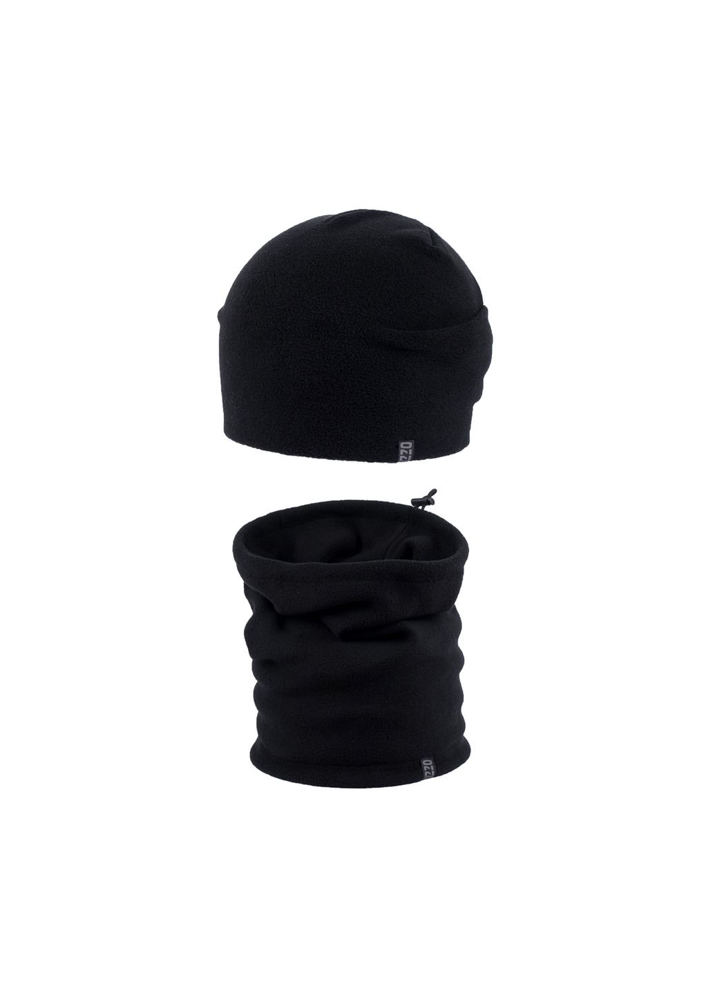 Купить Флисовый комплект (шапка, баф) Ozzi на флисовой подкладке 220008 - Черный в интернет-магазине