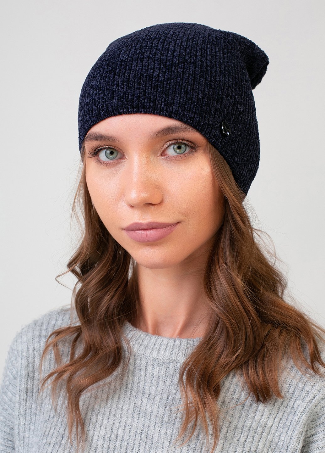 Купить Теплая зимняя велюровая шапка Merlini Баден 330031 - Синий в интернет-магазине