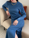 Длинное платье синее в рубчик с длинным рукавом Merlini Кондо 700001165, размер 42-44 (S-M)