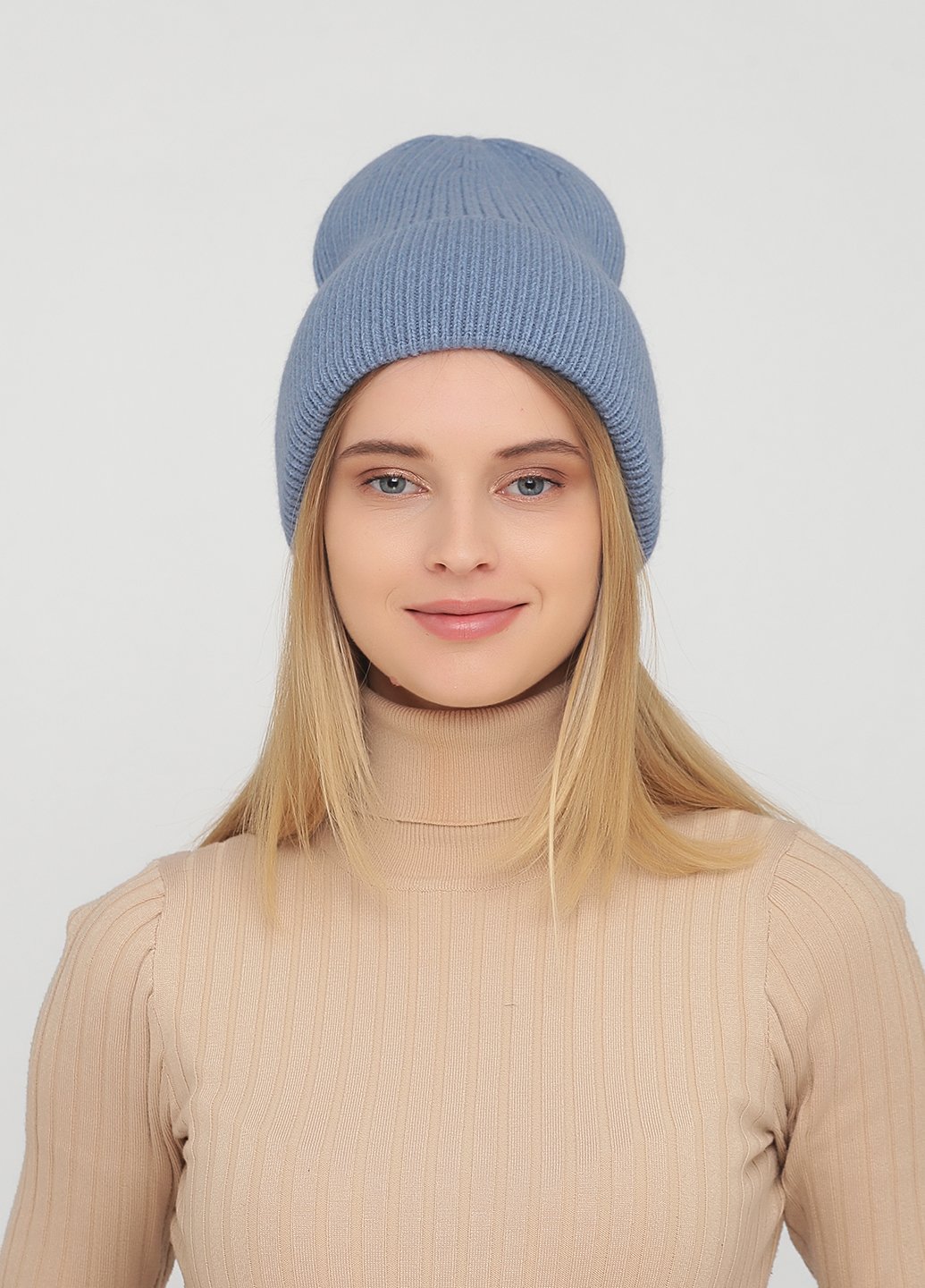 Купить Зимняя теплая ангоровая шапка без подкладки Merlini Лоск 340204 - Лазурный в интернет-магазине