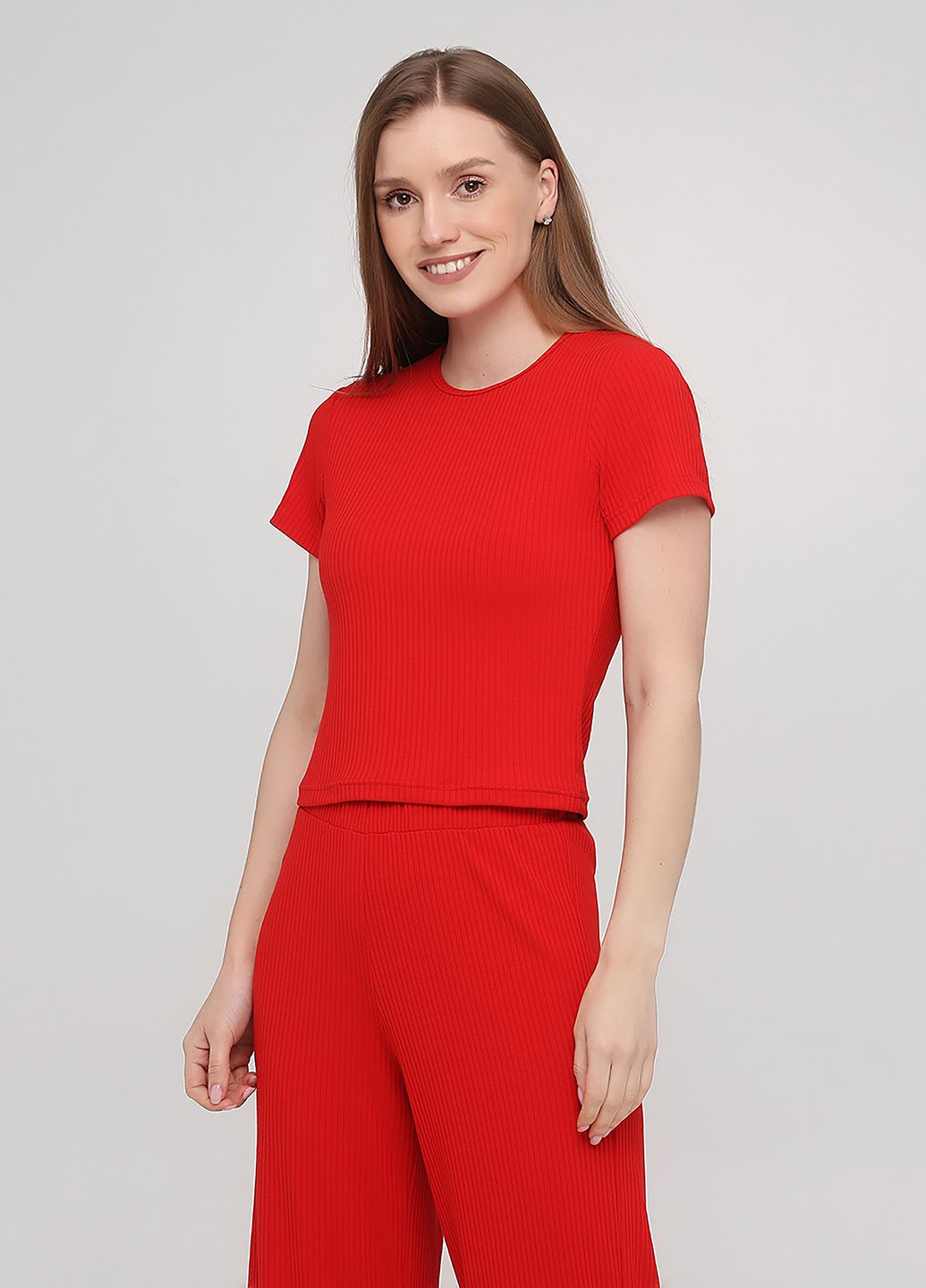 Купить футболка женская в рубчик Merlini Шер 800000018 - Красный, 42 в интернет-магазине