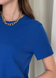 Платье-футболка до колена в рубчик синее Merlini Милан 700000147 размер 42-44 (S-M)