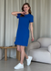 Платье-футболка до колена в рубчик синее Merlini Милан 700000147 размер 42-44 (S-M)