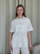 Льняная рубашка с коротким рукавом белая Merlini Нино 200001202 размер 42-44 (S-M)