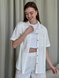 Льняная рубашка с коротким рукавом белая Merlini Нино 200001202 размер 42-44 (S-M)